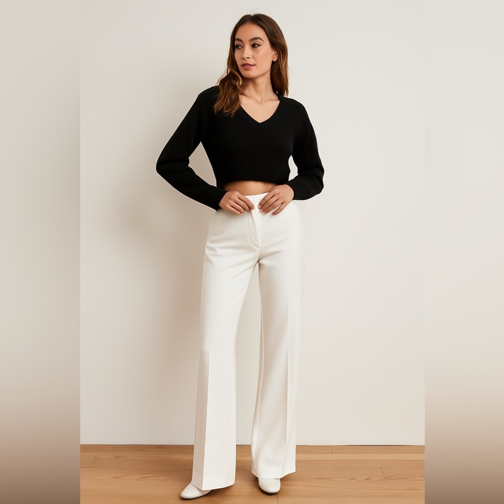dh New York Black V-Neck crop Sweater